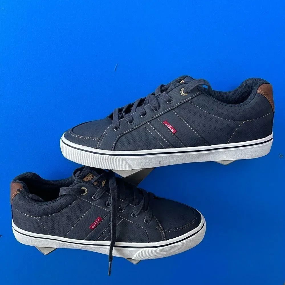 Levis Men's Shoes Canvas & Faux Leather Tennis Size 10 Sneakers Blue